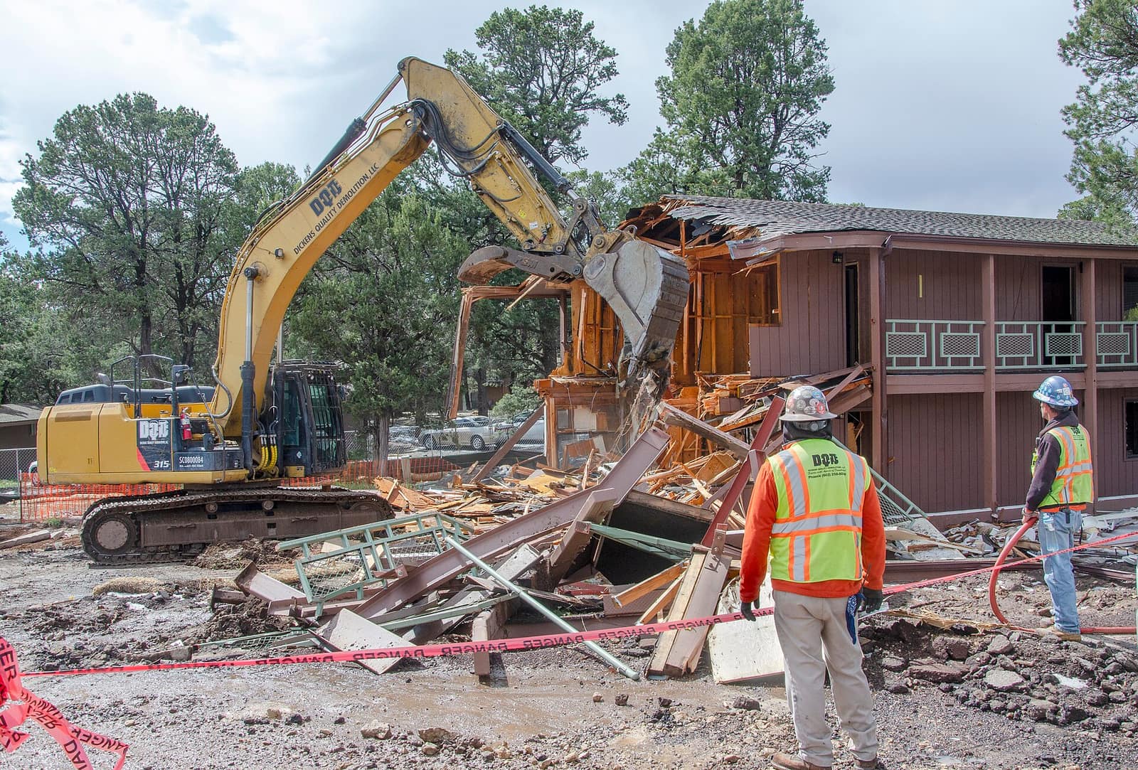 Site works in progress with the crew in high-visibility clothing